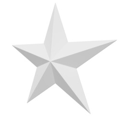 5 point star - Christmas Star - white single isolated on white - 3d rendering
