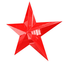 5 point star - Christmas Star - red single isolated on white - 3d rendering