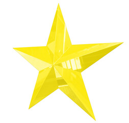 Fototapeta premium 5 point star - Christmas Star - yellow single isolated on white - 3d rendering