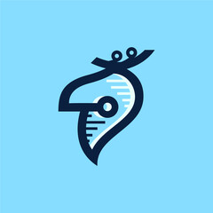 Modern, Proffesional, Minimalist Digital Elk Technology Logo On Blue Background