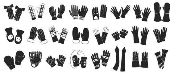 Glove isolated black set icon. Vector illustration gauntlet on white background. Vector black set icon glove .
