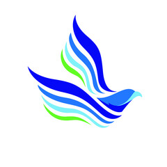 Stunning, Modern, Colorful Blue Bird Flying Business, Finance, Consulting Corporate Logo