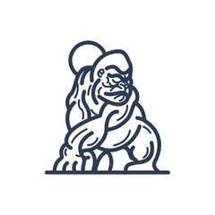 Modern, Trendy, Simple And Powerful Gorilla Ape Brand Identity Line Art Vector Logo Illustration