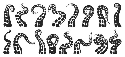 Octopus of tentacle isolated black icon. Sea squid vector black set icon. Vector illustration octopus of tentacle on white background .