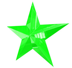 5 point star - Christmas Star - green single isolated on white - 3d rendering