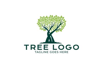 Obraz premium minimalist tree logo design, nature tree of life logo design,