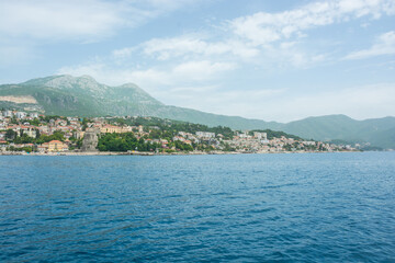 View from the sea to the city Herceg Novi in Montenegro
