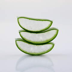 Aloe vera on a white background. Herb for the treatment and care of the skin. Spa and cosmetology. Moisturizing gel.