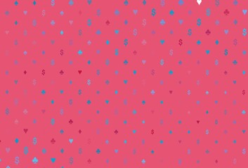 Light blue, red vector template with poker symbols.