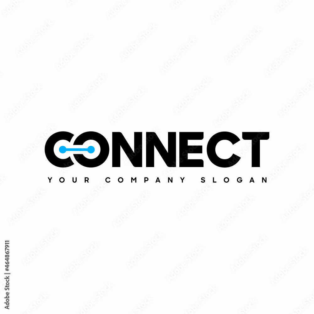 Fototapete Connect Black and Blue Turquoise Uppercase Logo Design Template Elements. Connected linked c and o letters with dots. Modern Networking Logo Design Vector.