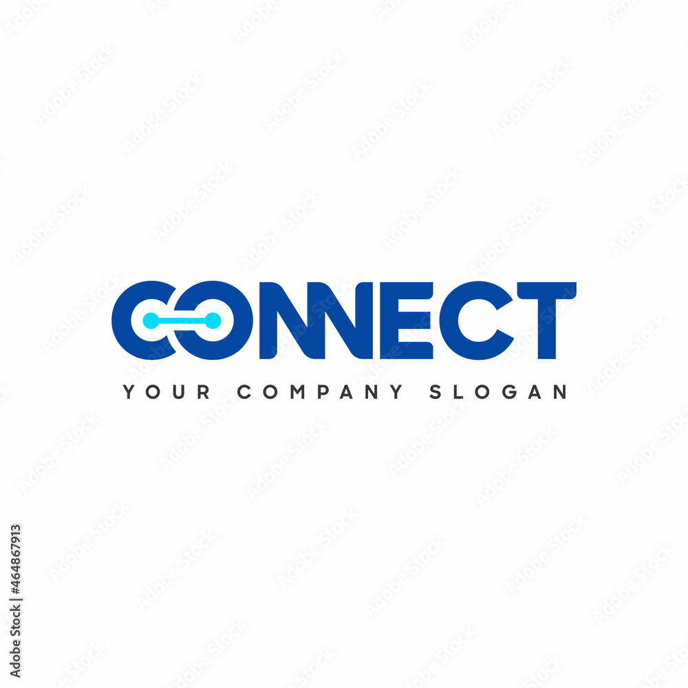 Poster Connect Blue and Turquoise Uppercase Logo Design Template Elements. Connected linked c and o letters with dots. Modern Networking Logo Design Vector.