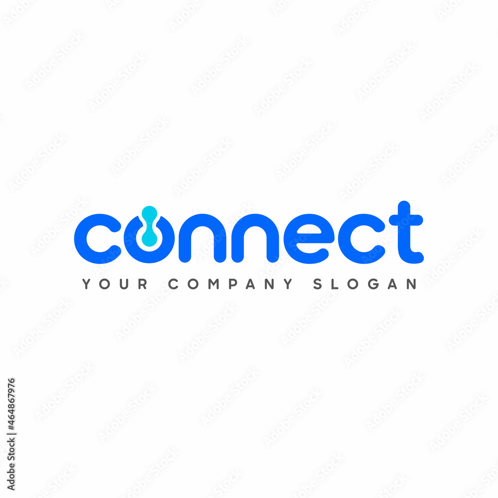 Poster Connect Blue and Turquoise Lowercase Logo Design Template Elements. Connected with power. Modern Networking Logo Design Vector.