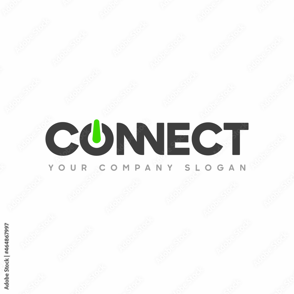 Poster Connect Black and Green Uppercase Logo Design Template Elements. Connected with power. Modern Networking Logo Design Vector.