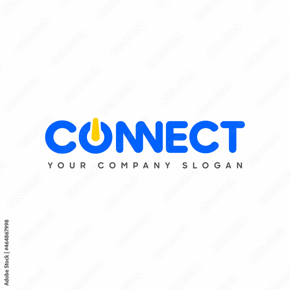 Aufkleber Connect Blue and Yellow Uppercase Logo Design Template Elements. Connected with power. Connected linked n and n letters. Modern Networking Logo Design Vector.