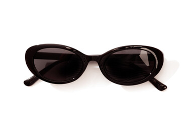 black fashion sunglasses with uv protection isolated on white background  - Image