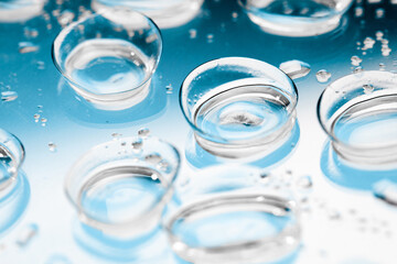 contact lenses with droplets around close up view  - Image