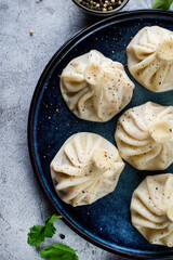 khinkali with meat georgian cuisine