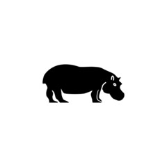 Color illustration of a hippopotamus. Isolated vector object on white background.