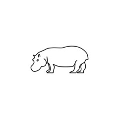line illustration of a hippopotamus. Isolated vector object on white background.