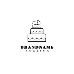 birthday cake logo design template icon black isolated vector