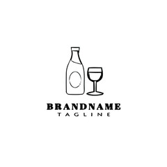 bottle and glasses logo design template icon vector illustration