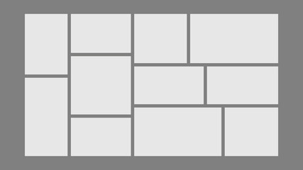 Photo frames. Blank photo collage template made of many parts.