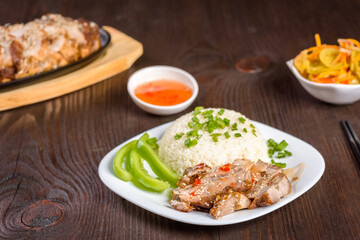 rice and pork in sweet and sour sauce