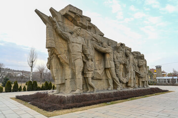 Monument Memory of generations in park of historical war complex Mamaev Kurgan in Volgograd.