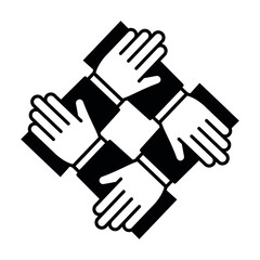Team hands together line icon. Business partnership concept. Vector illustration
