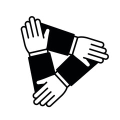 Team hands together line icon. Business partnership concept. Vector illustration