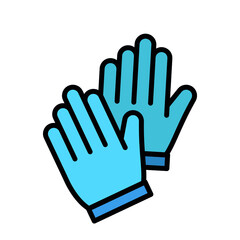 Blue gloves flat icon. Vector illustration on white