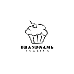 cupcake logo cartoon icon design template black isolated vector