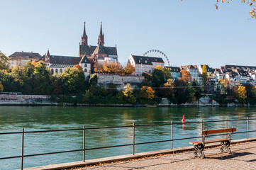 Basel, Münster, Rhein, Rheinufer, Stadt, Altstadt, Kleinbasel, Grossbasel, Kirche, Herbst,...