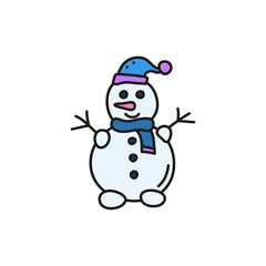 Cute doodle colored snowman.