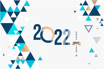 Obraz premium Happy New Year 2022. Vector illustration for greeting card, party invitation card, website banner, social media banner, background, cover design template, marketing material.