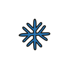 Doodle simple blue snowflake.