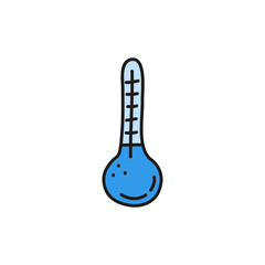Doodle colored thermometer with cold temperature.