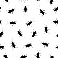 Cockroach insect seamless pattern background, Pest bug top view. Flat body parasite pollution, roaches vector illustration