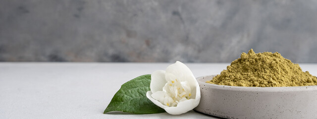 Banner. Raw henna powder for natural hair and eyebrow coloring dyeing