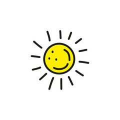 Doodle colored sun icon.