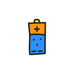 Fototapeta na wymiar Doodle colored battery icon.