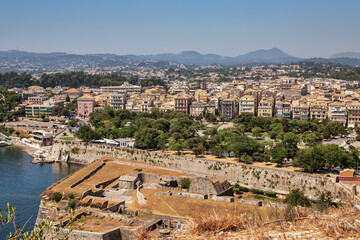 Obraz premium Cityscape with Old Venetian Fortress. Kerkyra, Corfu, Greece.