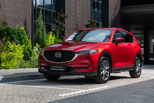 Kyiv, Ukraine - July 3, 2021: Mazda CX-5 in business district