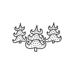 Doodle outline fir trees or pines.