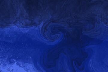 abstract blue background with ocean water, aquamarine dark smoke, swirly fractal splash on liquid sea surface, textured paint layers, fluid art, handcrafted design, modern minimalistic wallpaper 