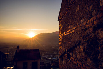 sunset over the city