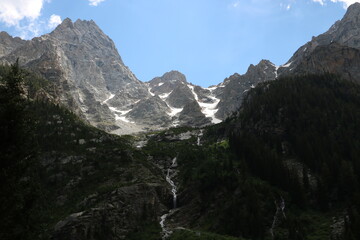 Glacier Falls fed by snowmelt from Teton Glacier, Cascade Canyon, Grand Teton National Park