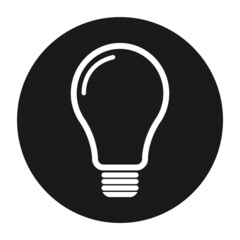 Light bulb icon, Lightbulb energy symbol Electric power vector illustration isolated on white background Black and white design