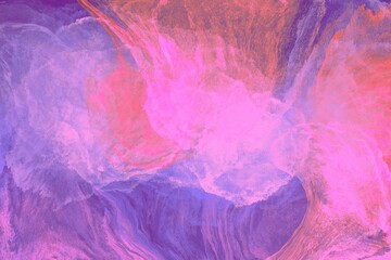 abstract vivid saturated pink orange purple red blue watercolor background, fluid art, paint layers on liquid surface 