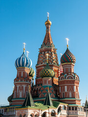 Fototapeta na wymiar St. Basil's Cathedral against the blue sky. Red Square, Moscow, Russia. Vertical.
